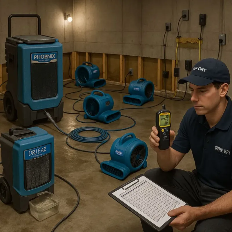 Structural Drying and Dehumidification process in San Fernando, CA